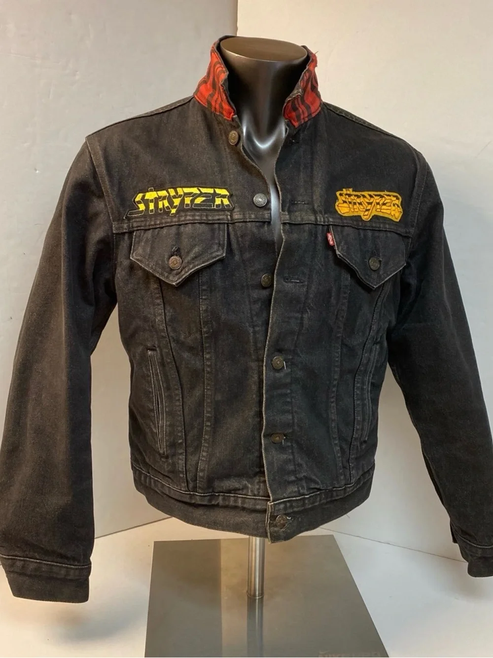 Levi's Black Denim Jacket with Blue & Orange Stryper Back Patch